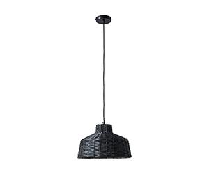 MiniSun | Boho Style Black Woven Wicker Tapered Ceiling Pendant Light Fitting | Pendant Lights, Home Décor & Improvement Essential | Includes Bulb [2700K Warm White] | Includes Full Wired Fitting