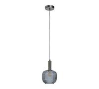 MiniSun | Brushed Chrome Ceiling Light Fitting with Ribbed Smoked Glass Shade | LED Bulbs, Home Décor Essential | Includes Bulb [2700K Warm White] | Includes Full Wired Fitting | Mains Wired