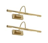 MiniSun | Capri Adjustable Antique Brass Mains Powered Display Wall Lights | Hardwired Picture & Display Lights, Home Décor & Improvement Essential | Set of 2 | Mains Wired