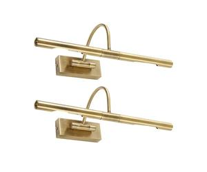 MiniSun | Capri Adjustable Antique Brass Mains Powered Display Wall Lights | Hardwired Picture & Display Lights, Home Décor & Improvement Essential | Set of 2 | Mains Wired