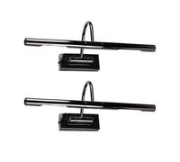 MiniSun | Capri Adjustable Black Chrome Mains Powered Display Wall Lights | Hardwired Picture & Display Lights, Home Décor & Improvement Essential | Set of 2 | Mains Wired