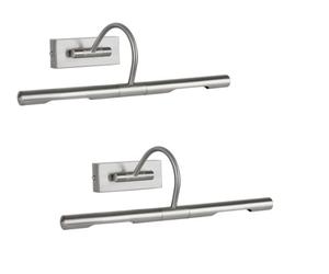 MiniSun | Capri Adjustable Satin Nickel Mains Powered Display Wall Lights | Hardwired Picture & Display Lights, Home Décor & Improvement Essential | Set of 2 | Mains Wired