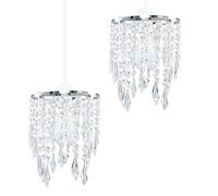 MiniSun | Chandeliers with Clear Jewel Effect Droplets | Pendant Lights, Home Décor & Improvement Essential | Set of 2 | 160mm Shade Width