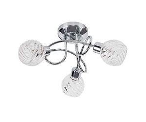 MiniSun | Contemporary 3 Way Polished Chrome Curved Arm Ceiling Light with Dome Shades | Close-to-Ceiling Lights, Home Décor & Improvement Essential | Includes 3W LED Bulbs [6500K Cool White]