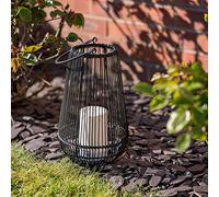 MiniSun | Contemporary Battery Operated Integrated LED Black Vase Shaped Wire Basket Outdoor Lamps | Table Lamps, Home Décor & Improvement Essential | Includes Bulb [2700K Warm White]