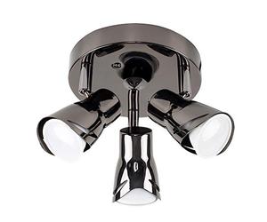 MiniSun | Contemporary Black Chrome Adjustable 3 Way Round Plate Ceiling Spotlight | Ceiling Spots, Home Décor & Improvement Essential | Includes 5W LED Bulbs [6500K Cool White]