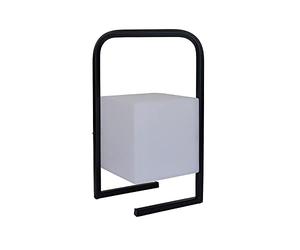 MiniSun | Contemporary Black Metal Wire Lantern Frame Table Lamp with a Rechargeable RGB LED Cube Shade | Table Lamps, Home Décor & Improvement Essential | Colour Changing