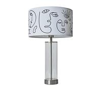 MiniSun | Contemporary Brushed Chrome & Clear Tube Table Lamp with a White Portrait Design Shade | Home Décor, Bedside & Desk Lamp