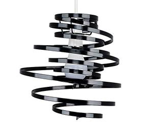 MiniSun | Contemporary Gloss Black Metal Double Ribbon Spiral Ceiling Light Pendant | Pendant Lights, Home Décor & Improvement Essential | 30cm Shade Width