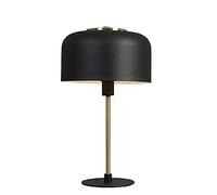 MiniSun | Contemporary Matt Black and Satin Brass Stem Dome Table Lamp | Home Décor, Bedside & Desk Lamp | Includes Bulb [3000K Warm White]