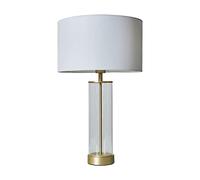 MiniSun | Contemporary Matt Gold & Clear Tube Table Lamp with a White Cylinder Shade | Home Décor, Bedside & Desk Lamp