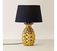 MiniSun | Contemporary Pineapple Design Table Lamp in a Gold Effect Finish with a Navy Blue Tapered Shade | Table Lamps & Home Improvements Essential