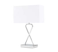 MiniSun | Contemporary Polished Chrome Table Lamp with a White Rectangular Shade | Table Lamps & Home Improvements Essential