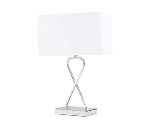 MiniSun | Contemporary Polished Chrome Table Lamp with a White Rectangular Shade | Table Lamps & Home Improvements Essential