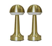 MiniSun | Contemporary Wireless Brass Touch Table Lamp with an Integrated Rechargeable LED Mood Light | Home Décor, Bedside & Desk Lamp | Set of 2