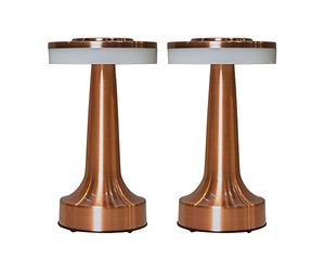 MiniSun | Contemporary Wireless Copper Touch Table Lamps with Integrated Rechargeable LED Mood Light | Table Lamps, Home Décor & Improvement Essential | Set of 2