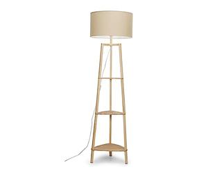 MiniSun | Cream Wooden 3 Tier Floor Lamp with Storage Shelves Light and Cream Shade | Floor Lamps & Torchieres, Home Décor & Improvement Essential | Includes 6W GLS Bulb