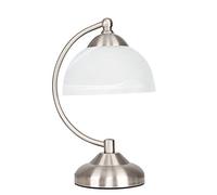 MiniSun | Curved Brushed Chrome & Frosted Glass Bedside Table Lamp | Table Lamps & Home Improvements Essential