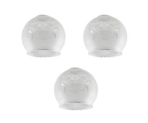 MiniSun | Etched Pattern Frosted White Glass Replacement Shades | Lamp Shades, Home Décor & Improvement Essential | Pack of 3 | 13cm Shade Width