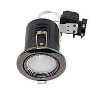 MiniSun | Fire Rated Black Chrome Tiltable GU10 Recessed Ceiling Downlights | LED Bulbs, Home Décor & Improvement Essential | Pack of 10 | Includes Bulb [3000K Warm White] | Mains Wired