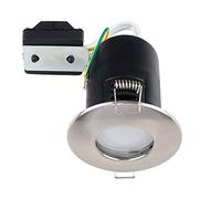 MiniSun | Fire Rated Brushed Chrome Domed Ceiling Downlights | Bath Recessed Lighting, Home Décor & Improvement Essential | Pack of 6 | Includes Bulb [3000K Warm White] | Mains Wired