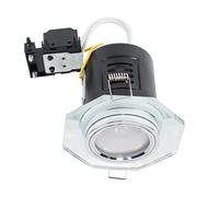 MiniSun | Fire Rated Clear Glass and Chrome GU10 Contemporary Octagon Recessed Ceiling Downlight | Ceiling Spots, Home Décor & Improvement Essential