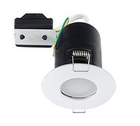MiniSun | Fire Rated White Gloss Domed Ceiling Downlights | Bath Recessed Lighting, Home Décor & Improvement Essential | Includes Bulb [6500K Warm White]