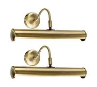 MiniSun | Gemini Adjustable Antique Brass Mains Powered Twin Picture Wall Light | Hardwired Picture & Display Lights, Home Décor & Improvement Essential | Set of 2 | Includes LED Bulbs