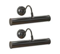 MiniSun | Gemini Adjustable Black Chrome Mains Powered Twin Picture Wall Light | Hardwired Picture & Display Lights, Home Décor & Improvement Essential | Set of 2 | Includes LED Bulbs