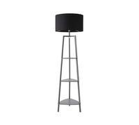 MiniSun | Grey Wooden 3 Tier Floor Lamp with Storage Shelves and Black Shade | Floor Lamps & Torchieres, Home Décor & Improvement Essential