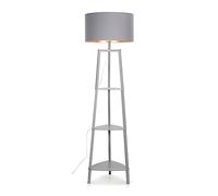 MiniSun | Grey Wooden 3 Tier Floor Lamp with Storage Shelves and Grey/Copper Shade | Floor Lamps & Torchieres, Home Décor & Improvement Essential | Includes 6W GLS Bulb
