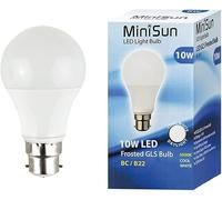 6 Pack B22 White Thermal Plastic GLS LED 10W Cool White 6500K 800lm Light Bulb ValueLights White One Size