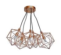 MiniSun | Industrial 5 Way Geometric Copper Wire Basket Cage Ceiling Pendant Light Fitting | Pendant Lights, Home Décor & Improvement Essential | Includes Bulb | Includes Full Wired Fitting