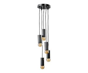 MiniSun | Industrial 5 Way Matt Black Multi Drop Ceiling Pendant Light Fitting | Pendant Lights, Home Décor & Improvement Essential | Mains Wired