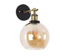 MiniSun | Industrial Antique Brass and Black Metal Wall Light Fitting with Amber Tinted Shade | Wall Lamps & Sconces, Home Décor & Improvement Essential