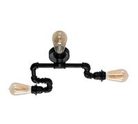 MiniSun | Industrial Steampunk Style 3 Way Satin Black Staggered Pipework Ceiling Light | Home Décor, Bedside & Desk Lamp