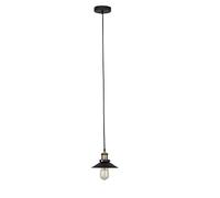 MiniSun | Industrial Steampunk Style Black and Antique Brass Ceiling Light Pendant with a Tapered Shade | Pendant Lights, Home Décor & Improvement Essential | Includes Bulb [2700K Warm White]