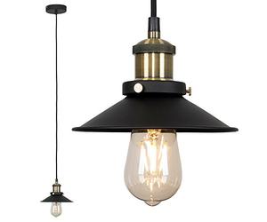 MiniSun | Industrial Steampunk Style Black and Antique Brass Ceiling Light Pendant with a Tapered Shade | Pendant Lights, Home Décor & Improvement Essential