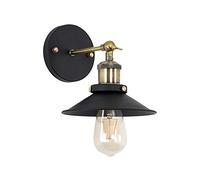MiniSun | Industrial Steampunk Style Black and Antique Brass Single Wall Lights with Tapered Shades | Wall Lamps, Home Décor & Improvement Essential | Set of 2 | Includes Bulb [2700K Warm White]