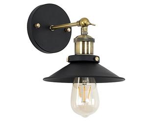 MiniSun | Industrial Steampunk Style Black and Antique Brass Wall Lights with Tapered Shades | Wall Lamps & Sconces, Home Décor & Improvement Essential | Mains Wired