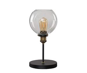 MiniSun | Industrial Steampunk Style Black and Gold Table Lamp with a Clear Glass Globe Shade | Table Lamps, Home Décor & Improvement Essential