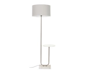 MiniSun | Large Brushed Chrome Curved Stem Marble Standing Light with Grey Shade | Table Lamps, Home Décor & Improvement Essential