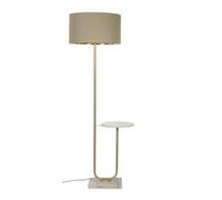 MiniSun | Large Brushed Gold Curved Stem Marble Floor Lamp with Beige/Gold Shade | Table Lamps, Home Décor & Improvement Essential