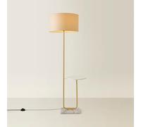 MiniSun | Large Brushed Gold Curved Stem Marble Lamp with Cream Shade | Table Lamps, Home Décor & Improvement Essential