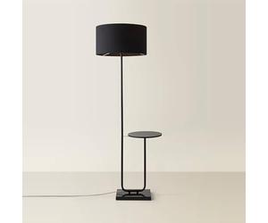 MiniSun | Large Matt Black Curved Stem Marble Floor Lamp with Black Shade | Table Lamps, Home Décor & Improvement Essential