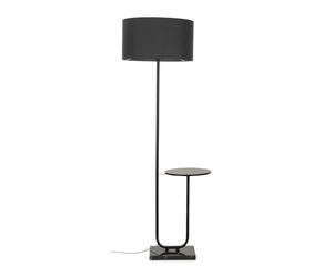 MiniSun | Large Matt Black Curved Stem Marble Floor Lamp with Charcoal Shade | Table Lamps, Home Décor & Improvement Essential | Includes Bulb