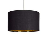 MiniSun | Large Modern Black and Gold Drum Light Shade | Pendant Lights, Home Décor & Improvement Essential | 350cm Shade Width