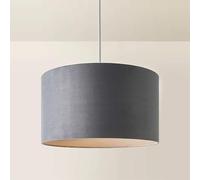 MiniSun | Large Modern Grey Velvet Drum Light Shade | Lamp Shades, Home Décor & Improvement Essential | 45cm Shade Width