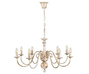 MiniSun | Large Retro 8 Way Ceiling Light Chandelier in a Distressed Effect Finish | Chandeliers, Home Décor Essential | Includes 8X 4W LED E14 Light Bulb with 3000K Colour Temperature | Mains Wired