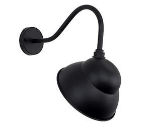 MiniSun | Large Traditional Pub Style IP23 Rated Black Metal Swan Neck Decorative Outdoor Wall Light with a Dome Shaped Light Shade | Outdoor Lights, Home Décor & Improvement Essential | Mains Wired
